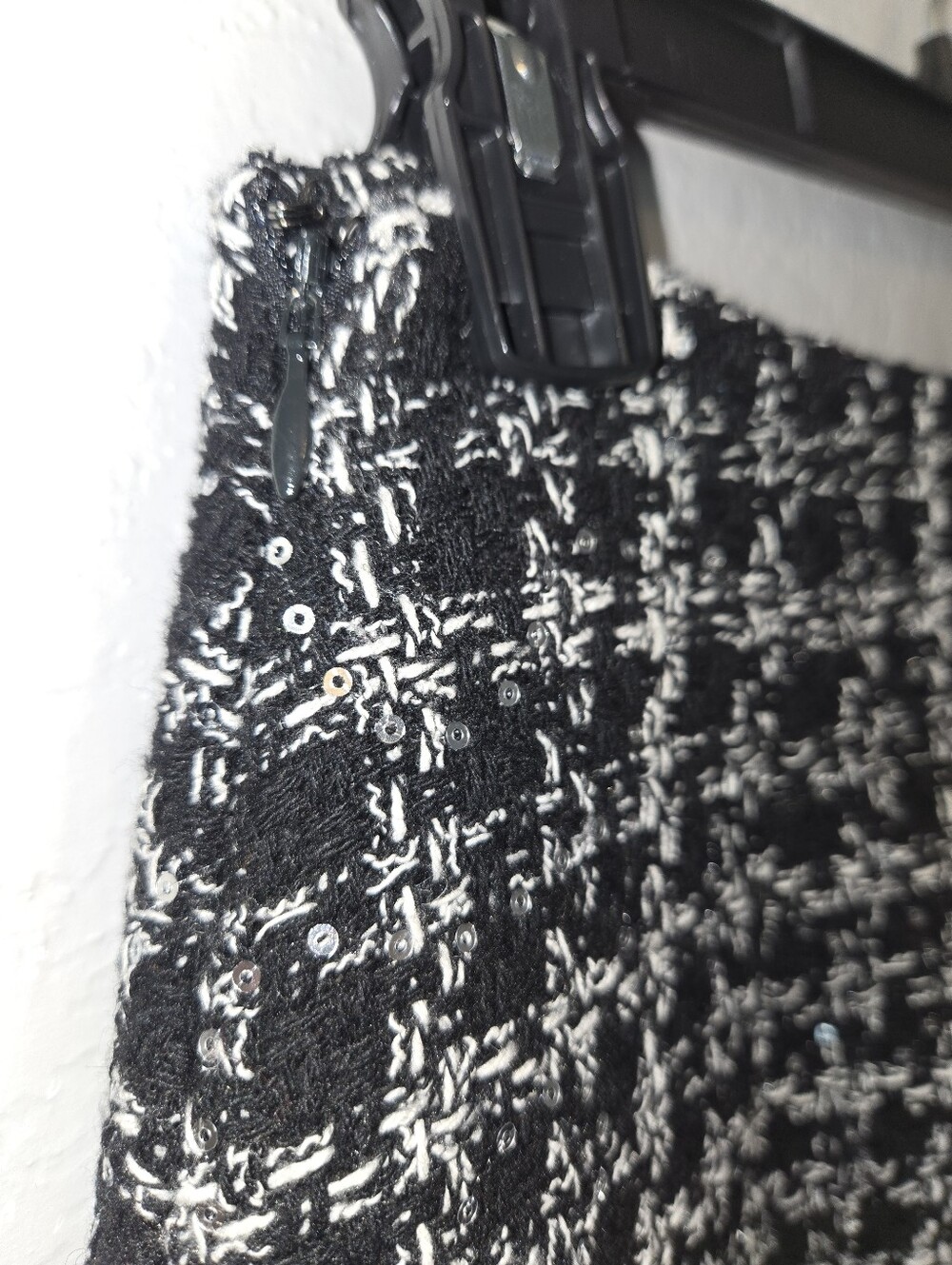 Le AL.X Sequin Wool Blend Plaid Tweed High Rise Pencil Mini Skirt Size 0 - Picture 5 of 5